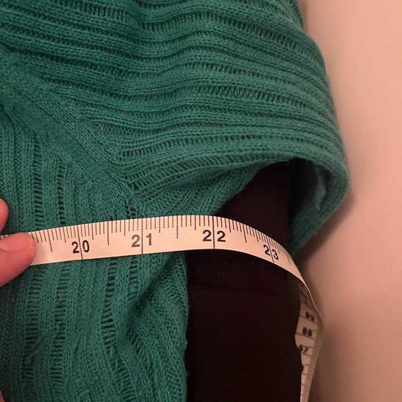 TORY BURCH Merino Wool Crew Neck Button-Down Sweater, Green, Size XL - Picture 5 of 5